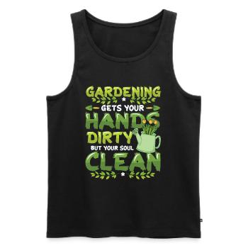 Gardening gets your hands dirty - Men's Premium Organic Tank Top - black - Front - Michal (187cm)