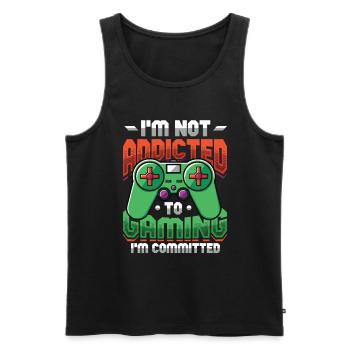 Ich bin nicht spielsüchtig, sondern ein Spieler - Männer Premium Bio Tank Top - Schwarz - Vorne - Michal (187cm)