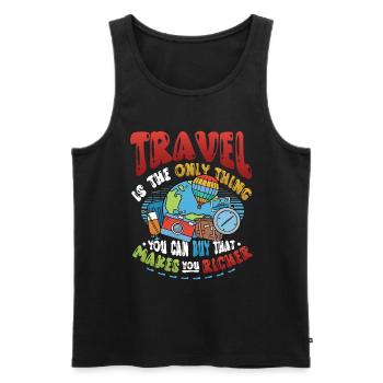 Les voyages vous enrichissent - Travel Enthusiast - Débardeur bio Premium Homme - noir - Devant - Michal (187cm)