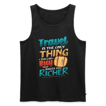 Les voyages vous enrichissent - Travel Enthusiast - Débardeur bio Premium Homme - noir - Devant - Michal (187cm)