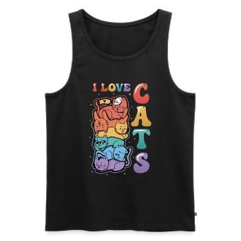 Ich Liebe Katzen - Männer Premium Bio Tank Top - Schwarz - Vorne - AI Model Male 178 light (178cm)