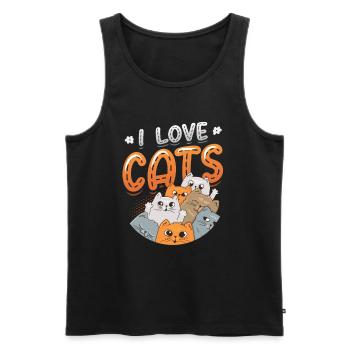 Ich Liebe Katzen - Männer Premium Bio Tank Top - Schwarz - Vorne - AI Model Male 178 light (178cm)