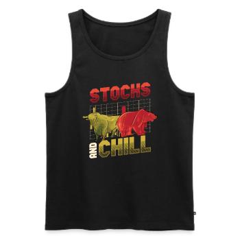 Stocks And Chill, Buy - Men's Premium Organic Tank Top - black - Front - Michal (187cm)
