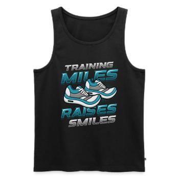 Training Miles, Raises Smiles, Marathon Laufen - Männer Premium Bio Tank Top - Schwarz - Vorne - AI Model Male 178 light (178cm)
