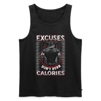 Excuses, Brûlure, Pas de calories, Personnel - Débardeur bio Premium Homme - noir - Devant - AI Model Male 178 light (178cm)
