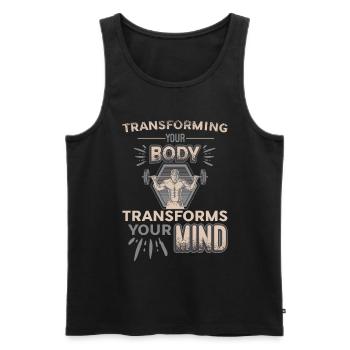 La transformation de votre corps façonne votre - Débardeur bio Premium Homme - noir - Devant - AI Model Male 178 light (178cm)