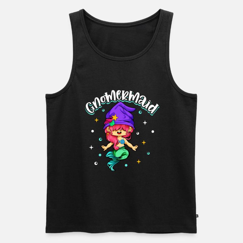 Gnom Meerjungfrau - Gartenzwerg - Männer Premium Bio Tank Top - Schwarz
