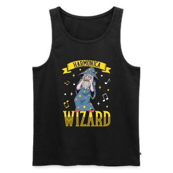 Harmonica Wizard - Mundharmonika - Männer Premium Bio Tank Top - Schwarz - Vorne - AI Model Male 178 light (178cm)