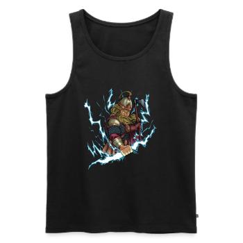 Slavic god Perun - Men's Premium Organic Tank Top - black - Front - AI Model Male 178 light (178cm)