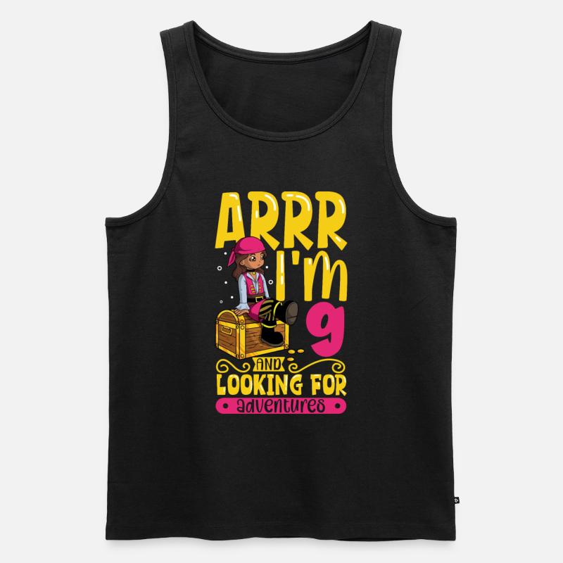 Ich bin 9 - Mädchen Pirat - Männer Premium Bio Tank Top - Schwarz
