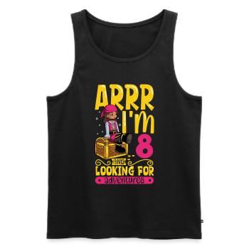Ich bin 8 - Mädchen Pirat - Männer Premium Bio Tank Top - Schwarz - Vorne - Michal (187cm)