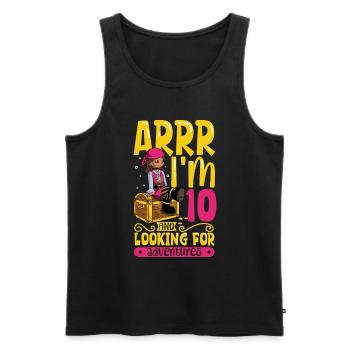 Ich bin 10 - Mädchen Pirat - Männer Premium Bio Tank Top - Schwarz - Vorne - Michal (187cm)