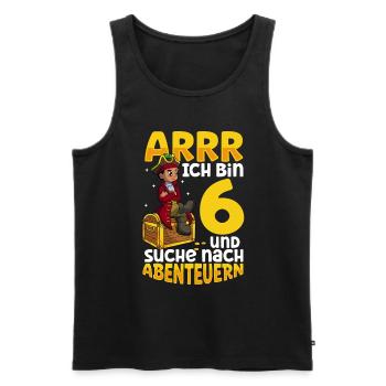 Ich bin 6 - Jungen Pirat - Männer Premium Bio Tank Top - Schwarz - Vorne - Michal (187cm)