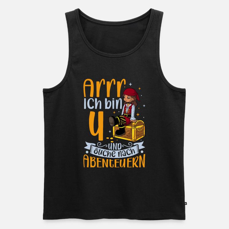 Ich bin 4 - Mädchen Pirat - Männer Premium Bio Tank Top - Schwarz