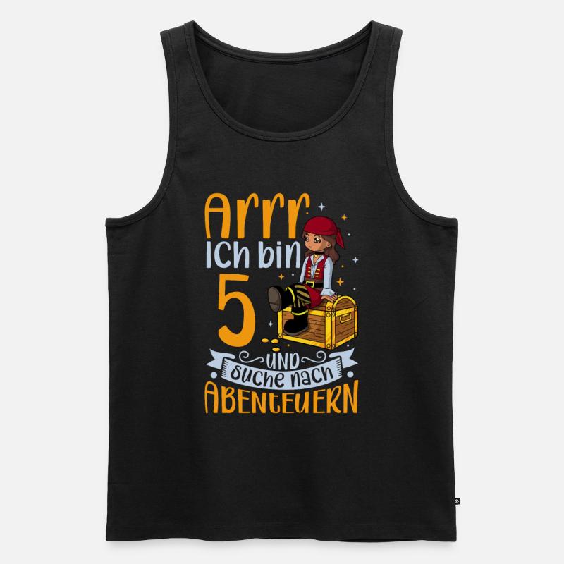 Ich bin 5 - Mädchen Pirat - Männer Premium Bio Tank Top - Schwarz