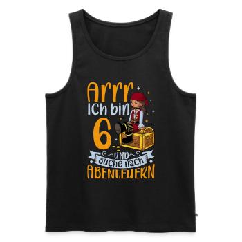 Ich bin 6 - Mädchen Pirat - Männer Premium Bio Tank Top - Schwarz - Vorne - Michal (187cm)