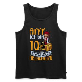 Ich bin 10 - Mädchen Pirat - Männer Premium Bio Tank Top - Schwarz - Vorne - AI Model Male 178 light (178cm)