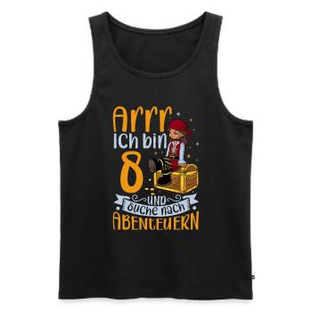 Ich bin 8 - Mädchen Pirat - Männer Premium Bio Tank Top - Schwarz - Vorne - Michal (187cm)