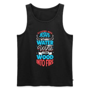 Jesus and Boy Scouts - Men's Premium Organic Tank Top - black - Front - AI Model Male 178 light (178cm)