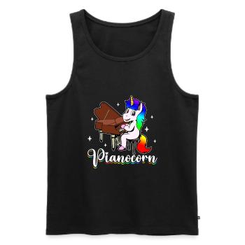 Pianocorn - Licorne au piano - Débardeur bio Premium Homme - noir - Devant - Michal (187cm)