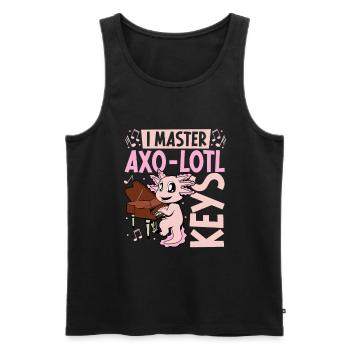 Axolotl au piano - Débardeur bio Premium Homme - noir - Devant - AI Model Male 178 light (178cm)