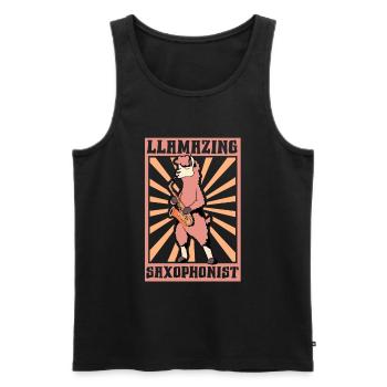 Lama Saxophonist - Men's Premium Organic Tank Top - black - Front - Michal (187cm)