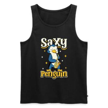 Saxy Penguin - Saxophoniste Pinguin - Débardeur bio Premium Homme - noir - Devant - Michal (187cm)