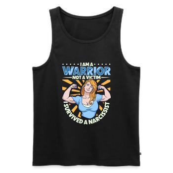 Kämpfer und kein Opfer - Narzissmus-Überlebender - Männer Premium Bio Tank Top - Schwarz - Vorne - Michal (187cm)