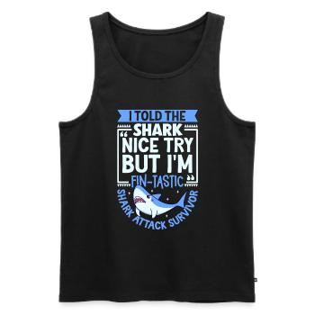 Survivants d’une attaque de requin - Débardeur bio Premium Homme - noir - Devant - AI Model Male 178 light (178cm)
