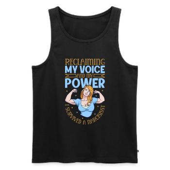 Strong Again - Narcissism Survivors - Men's Premium Organic Tank Top - black - Front - AI Model Male 178 light (178cm)