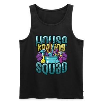 Housekeeping Squad, Hotel Staff, Housekeeping - Men's Premium Organic Tank Top - black - Front - AI Model Male 178 light (178cm)