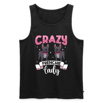 Crazy Frenchie Lady - Bouledogue français - Débardeur bio Premium Homme - noir - Devant - AI Model Male 178 light (178cm)