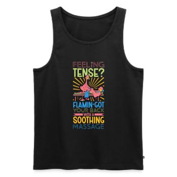 Flamingo is a masseur - Men's Premium Organic Tank Top - black - Front - Michal (187cm)