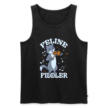 Feline Fiddler - Katze an der Geige - Männer Premium Bio Tank Top - Schwarz - Vorne - Michal (187cm)