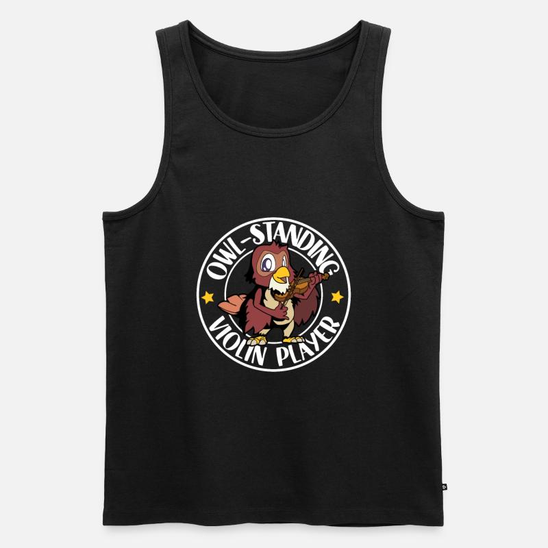 Eule an der Geige - Männer Premium Bio Tank Top - Schwarz