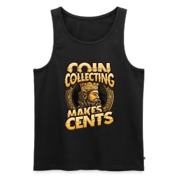 Coin Collecting Power Cents Numismatics Coin - Men's Premium Organic Tank Top - black - Front - AI Model Male 178 light (178cm)