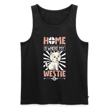La maison est là où se trouve mon Westie - West Highland Terrier - Débardeur bio Premium Homme - noir - Devant - Michal (187cm)