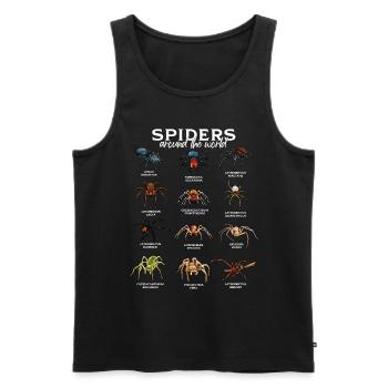 Araignées dans le monde - Espèces d’araignées - Débardeur bio Premium Homme - noir - Devant - AI Model Male 178 light (178cm)