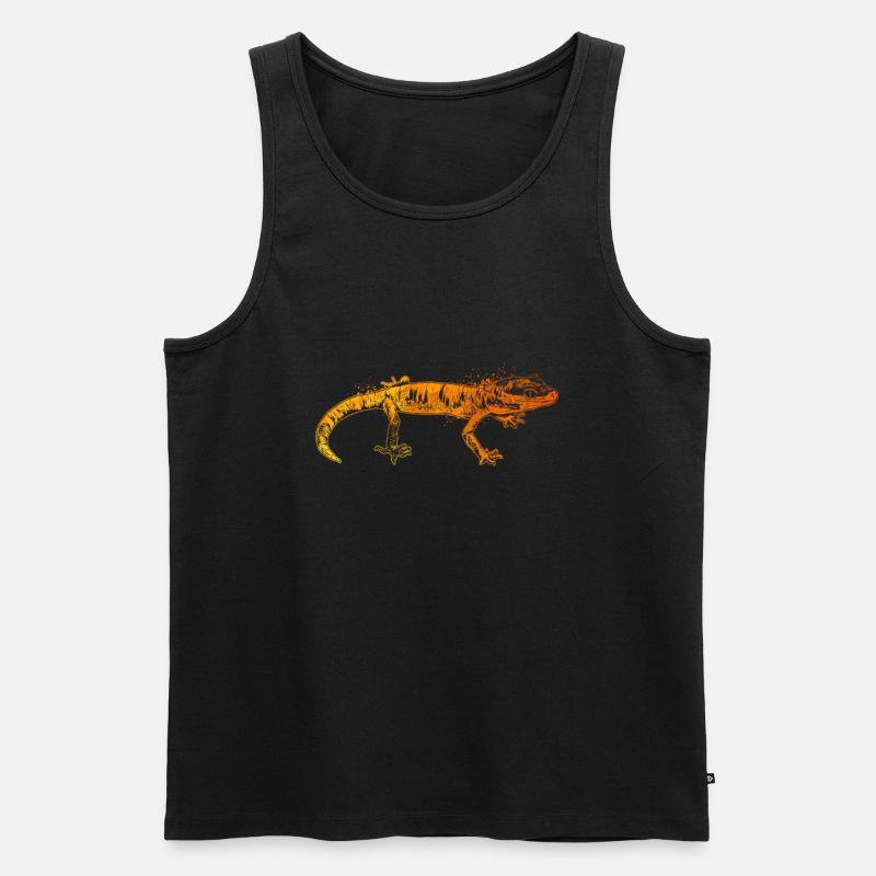 Farbenfroher Gecko - Männer Premium Bio Tank Top - Schwarz