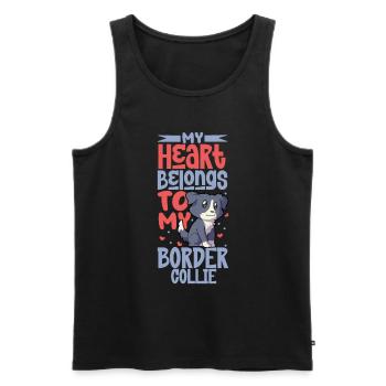 Amour de chien - Border Collie - Débardeur bio Premium Homme - noir - Devant - Michal (187cm)