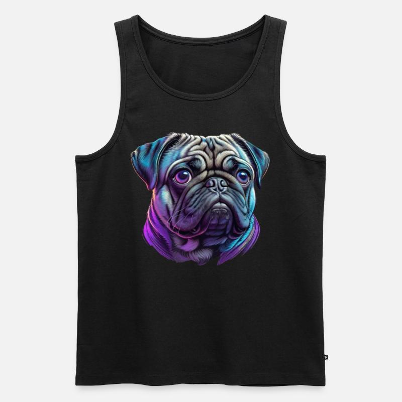 Mops Kopf - Männer Premium Bio Tank Top - Schwarz