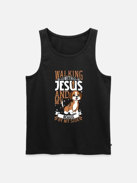 Jesus and Dog - Beagle - Men's Premium Organic Tank Top - black