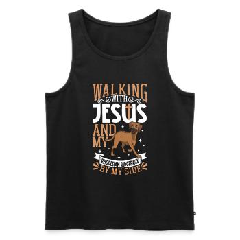 Jesus and Dog - Rhodesian Ridgeback - Men's Premium Organic Tank Top - black - Front - AI Model Male 178 light (178cm)
