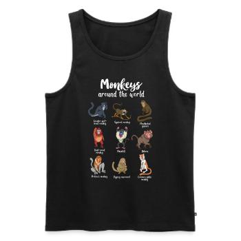 De nombreuses espèces de singes - singes du monde - Débardeur bio Premium Homme - noir - Devant - AI Model Male 178 light (178cm)
