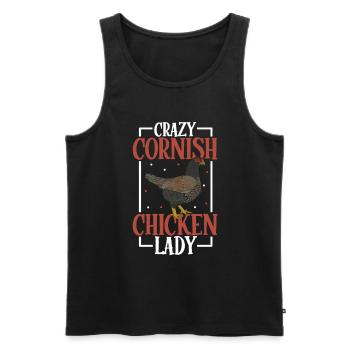 Crazy Cornish Chicken Lady - Indischer Kämpfer - Männer Premium Bio Tank Top - Schwarz - Vorne - Michal (187cm)