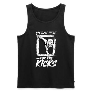 Je ne suis là que pour les coups de pied - Hapkido - Débardeur bio Premium Homme - noir - Devant - AI Model Male 178 light (178cm)
