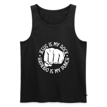 Jesus ist mein Fels - Hapkido ist mein Schlag - Männer Premium Bio Tank Top - Schwarz - Vorne - AI Model Male 178 light (178cm)
