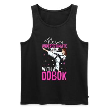 Ne sous-estimez jamais une fille dans Hapkido - Débardeur bio Premium Homme - noir - Devant - AI Model Male 178 light (178cm)