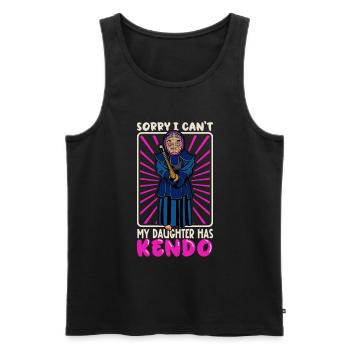 Ich kann nicht - Meine Tochter hat Kendo - Männer Premium Bio Tank Top - Schwarz - Vorne - AI Model Male 178 light (178cm)