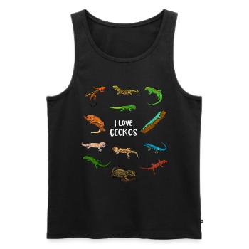 Ich liebe Geckos - Männer Premium Bio Tank Top - Schwarz - Vorne - AI Model Male 178 light (178cm)